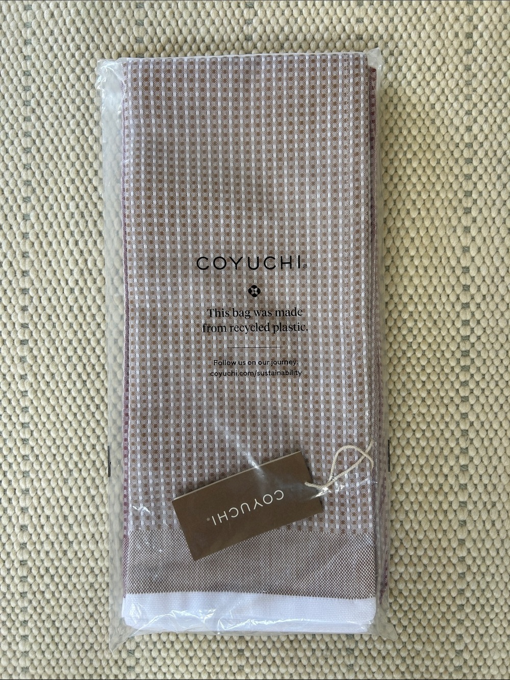Coyuchi organic Waffle kitchen Towel set of 4 20”x30” in gingerbread NWT - Picture 4 of 8